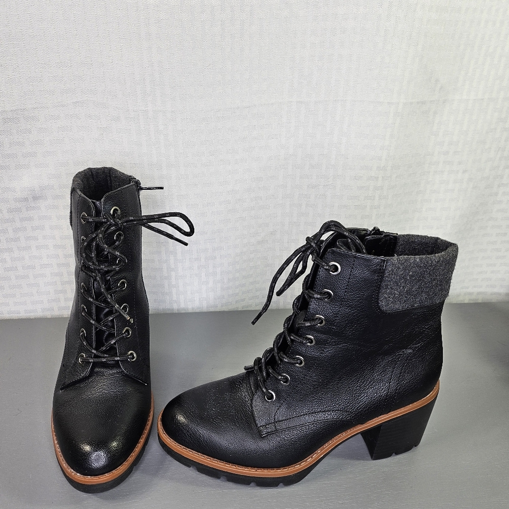 Naturalizer leather lace up side zip ankle boots size 6.5 excellent cond